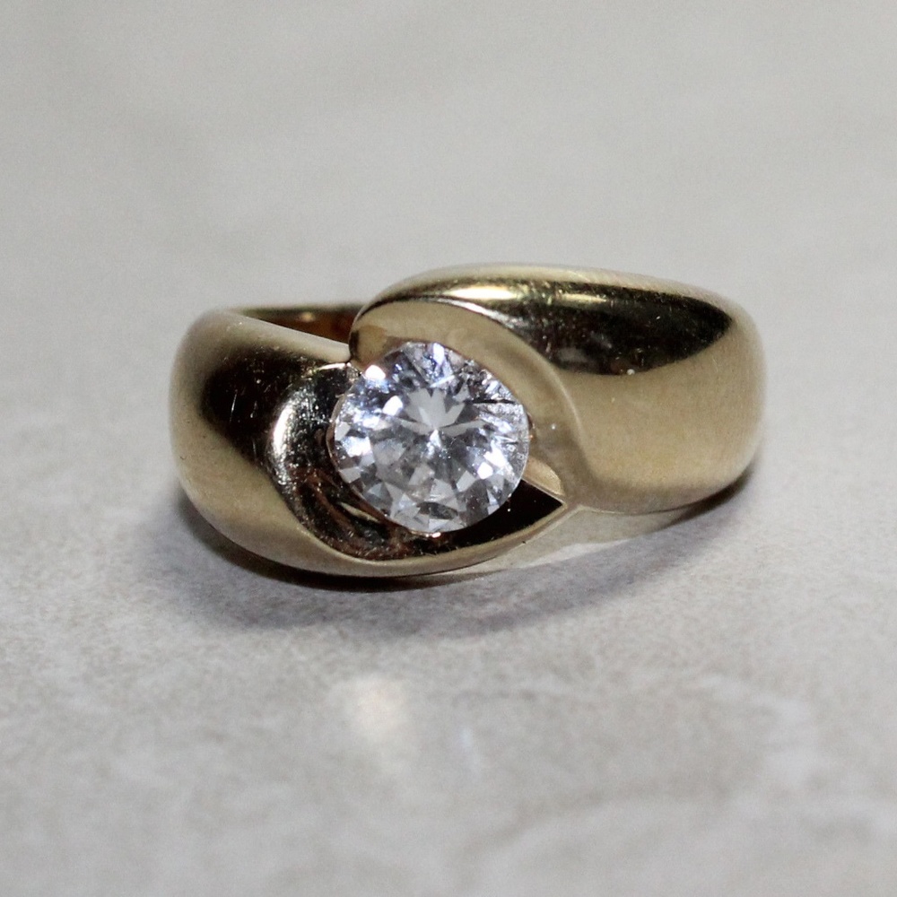 14K Yellow gold Bypass Engagement Ring